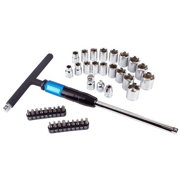 MichaelPro MP009056 40pcs 3/8 Inch Drive 2 way Quick Swivel T-Handle Wrench Set with Sockets and Hex Bits, Adapters, T Bar Socket Wrench Set in Standard and Metric Sizes