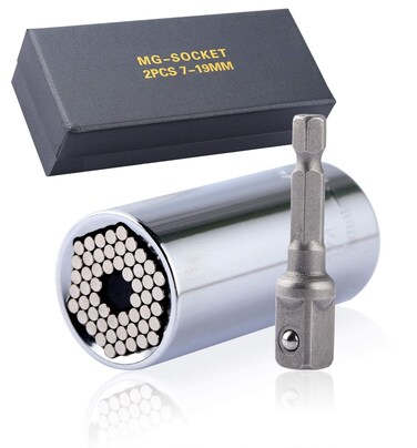NACHEE Universal Socket Wrench Grip Tools (7-19 mm)   Bushing wrench socket   Socket Adapter Magical Grip Power Drill Adapter   Multifunctional Repair Tool