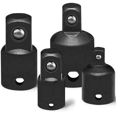 Impact Socket Adapter and Reducer Set, Use with Impact Wrenches and Drills in Auto and Impact Driver Construction Work, 4 Pieces (3/8in. to 1/4) (1/2in. to 3/8) (3/8in. to 1/2) (1/4in. to 3/8)