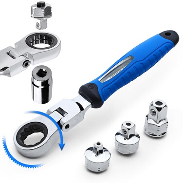 ironcube 3 in 1 Ratcheting Wrench, Included 1/4" &amp; 3/8" &amp; 1/2" Drive, 72 Teeth Drive Ratchet Handle For Socket