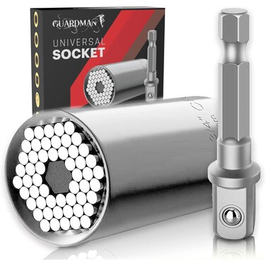 GUARDMAN Universal Socket Tools Fathers Day Gift Stocking Stuffers for Men Gadgets Grip Power Drill for Car Ratchet Socket Set Wrench Cool Stuff Husband Gifts Sets for Him Dad (7-19mm)
