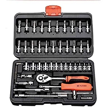 Edward Tools Harden 1/4&acirc;&euro; Drive Socket Wrench Set - 46 Pieces including 1/4&acirc;&euro; Ratchet Wrench, Spinner Handle, Socket Bits, Extension Bar, Universal Joint, Bit Adapter, Hex Key Wrenches