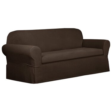 Maytex Torie Stretch 1-Piece Loveseat Furniture Cover/Slipcover, Chocolate
