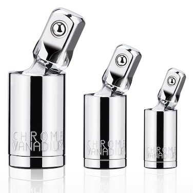 3PCS Universal Joint Socket Set, 1/4&acirc;&euro; 3/8&acirc;&euro; 1/2&acirc;&euro; Drive Swivel Socket Adapter Set, Premium Chrome Vanadium Steel Universal Joint Socket Adapter Suitable for Narrow Spaces- Tiosamd