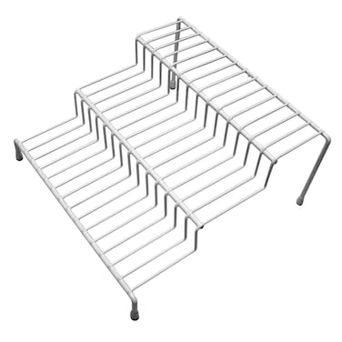 Home Basics 3-Tier Steel Spice Organizer (White) Spice Rack Countertop Organizer   Space-Saving Rack For Spices   Open Design, Vinyl Coated