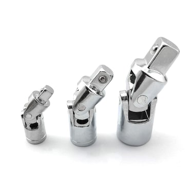 heyous 3pcs Universal Joint Set, 1/4, 3/8 &amp; 1/2 in. Drive, Flexible Ratchet Angle Extension Bar Socket Adapter