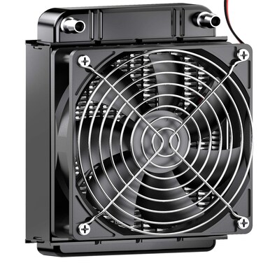 Clyxgs Water Cooling Radiator, 8 Pipe Aluminum Heat Exchanger Radiator with Fan for PC CPU Computer Water Cool System DC12V 80mm Black