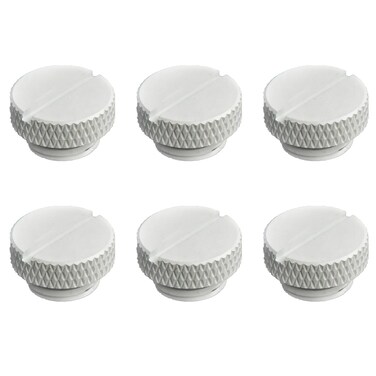 Dracaena 6 Pack G1/4" Thread, Thin Water Stop Plug Fitting with Coin Slot for Computer Water Cooling System, Durable Brass/Copper Material, Silver