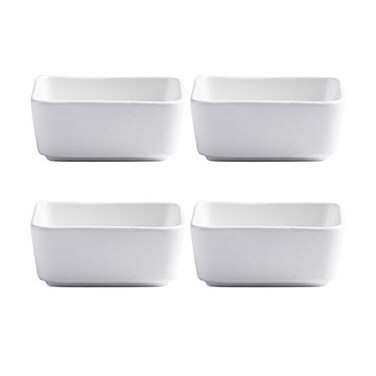 Sizikato 4 pcs Matte Ceramic Square Soy Sauce Dipping Bowls Side Dishes for Snack Sushi Fruit Appetizer Dessert. 3.5 Inches