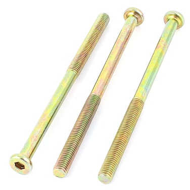 uxcell M8 x 130mm Threaded Hex Socket Head Cap Screws Bolts Bronze Tone 3 Pcs