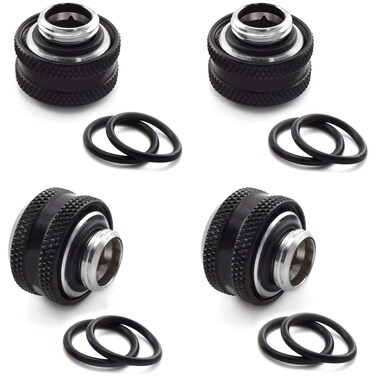 SDTC Tech 4-Pack G1/4" to 12mm x 16mm (IDxOD) Rigid Tubing Compression Fitting for PC Water Cooling System Metal &amp; PETG Tube