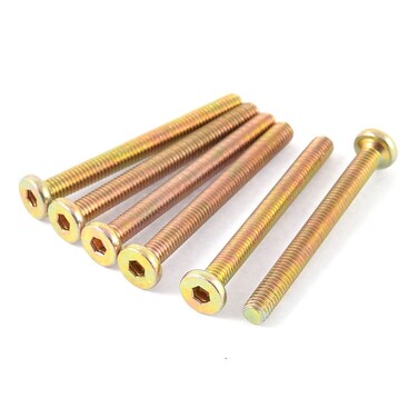 uxcell&Acirc;&reg; M6 x 60mm Male Thread Hex Socket Head Cap Screw Bolt Bronze Tone 6 Pcs