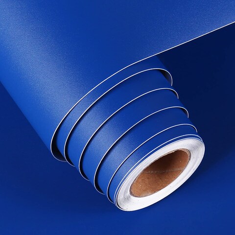 FunStick Royal Blue Wallpaper Stick and Peel Matte Blue Contact Paper Peel and Stick Blue Self Adhesive Wallpaper Solid Blue Removable Wall Paper Roll for Cabinet Desk Dresser Shelves Thick 12&quot; x 200
