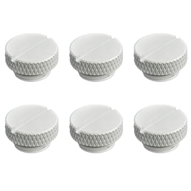 Dracaena 6 Pack G1/4" Thread, Thin Water Stop Plug Fitting with Coin Slot for Computer Water Cooling System, Durable Brass/Copper Material, White