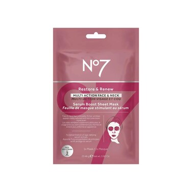 No7 Restore &amp; Renew FACE &amp; NECK MULTI ACTION serum boost sheet masks