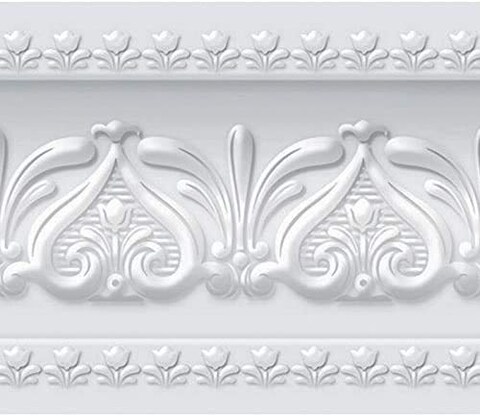 FIXPIX Royal Tulip Peel and Stick Wall Border Easy to Apply (Neutral Gray)