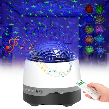 Star Projector, LED Night Light White Noise Sound Machine, 8 Soother Sounds, 10 Light Modes, Music Speaker, Timer and Brightness Adjustable, Sleep Therapy for Baby Nursery Kids Adults Bedroom