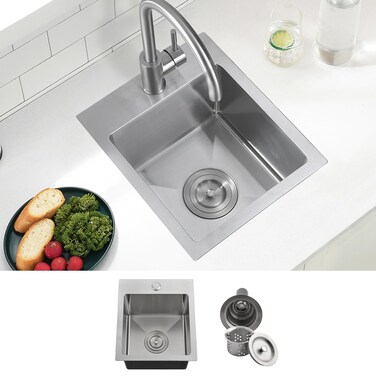 Swift Horse Small Bar Sink, 13x15 Inch Drop In Stainless Steel Small Kitchen Bar Sinks Kitchen &amp; Prep Bar Sink Wet Bar Sinks