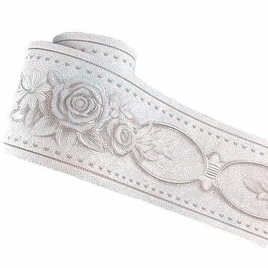 MULLSAN 5 Meters Rattan Flower 3D Peel and Stick Waterproof Wall Border Easy to Apply (White)