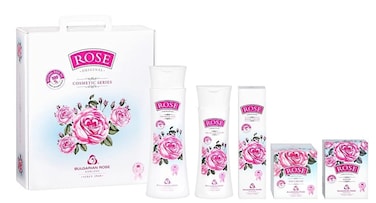 Rose Bulgarian 5 Piece Gift Set with Natural Soap, Body Lotion, Hand Cream, Day Face Cream, Micellar Water