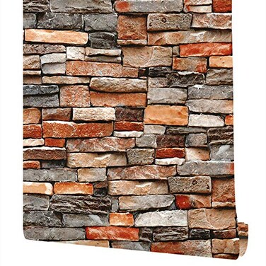 Stone Peel and Stick Wallpaper Rock Wallpaper-Stacked Stone Wallpaper-Faux Brick Wallpaper Stone Self Adhesive Removable Wallpaper Stone Contact Paper Backsplash Fireplace Vinyl Film 17.7&acirc;&euro;&Atilde;&mdash;118&acirc;&euro;