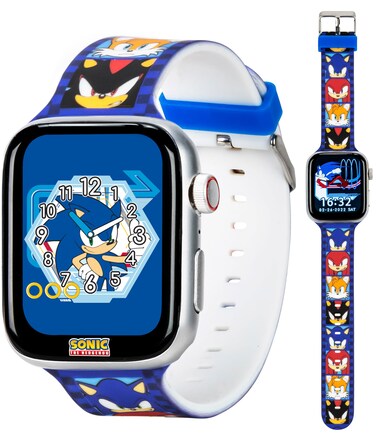 Accutime Sonic The Hedgehog Bluetooth Smart Watch for Kids - Remote Camera Control, Games, Pedometer, Alarm - Featuring Sonic, Tails, Knuckles
