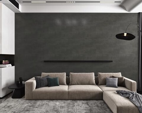 HotDecor 30&quot;x197&quot; Dark Grey Contact Paper for Living Room Walls Concrete Wallpaper Peel and Stick Countertops Removable Cement Grey Wallpaper Bedroom Garage Vinyl Wall Paper for Wall in Rolls