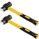HEIHAK 2 PCS 14 Inch 3 Lb Sledge Hammer, 3 Pound Drilling Hammer, Club Hammer Sledge With Fiberglass Handle, Forged Steel Construction Shock Reduction Grip for Construction, Industrial, Home Use