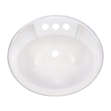 RecPro RV Oval Bathroom Sink   White   Single Bowl Lavatory Sink   20x17"   Plastic