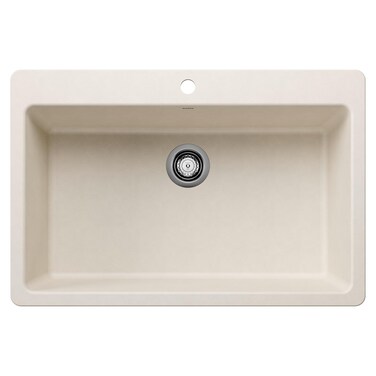 BLANCO 443201 Liven SILGRANIT 33" Super Single Drop-In/Undermount Kitchen Sink - Soft White