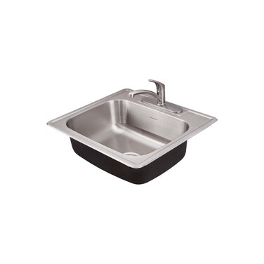 American Standard 20SB.8252283C.075 Colony 25x22 Single Bowl Kitchen Sink Kit with Faucet and Drain, Stainless Steel