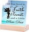 Bedency All You Need is Faith Trust and a Little Pixie Dust Elegant Plaque Desk Decor Gift Positive Plaque with Wooden Stand Office Inspirational Plaque Sign
