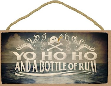 SJT ENTERPRISES, INC. Yo ho ho and a Bottle of Rum 5" x 10" Wood Plaque Sign (SJT13514)