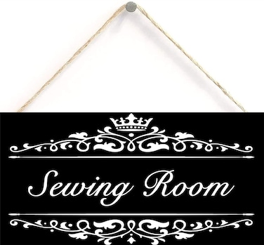 Sewing Room Hanging Sign Decorative Wood Sign Home Decor Wood Door Sign Plaque 12" x 6