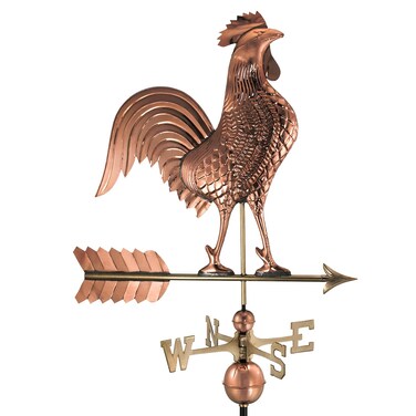 Large Rooster Weathervane - Pure Copper by Good Directions