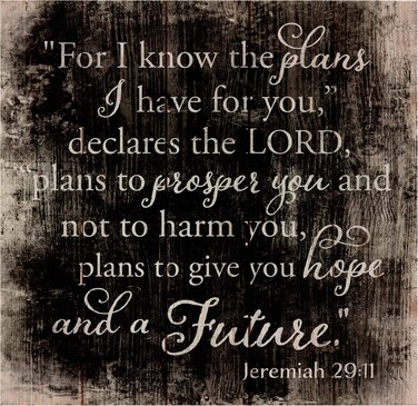 Plans to Prosper You Hope and a Future Distressed Dark 24 x 25 Wood Pallet Wall Art Sign Plaque