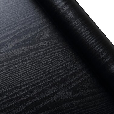 SAdecor Black Silk Wallpaper Peel and Stick Wallpaper Embossed Self Adhesive Wallpaper Removable Kitchen Wallpaper Cabinet Furniture Countertop Paper Textured Wallpaper