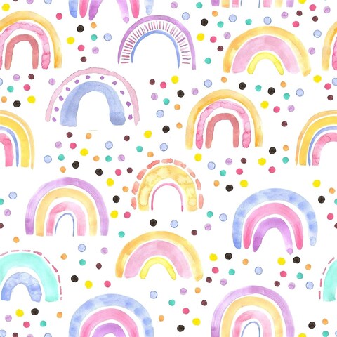 AROMMO Boho Rainbow Wallpaper Peel and Stick Wallpaper Rainbow Wall Decals Cute Colorful Dots Rainbow Contact Paper Nursery Wallpaper Vinyl Wall Mural for Home Decor 17.7&quot; x 118.1