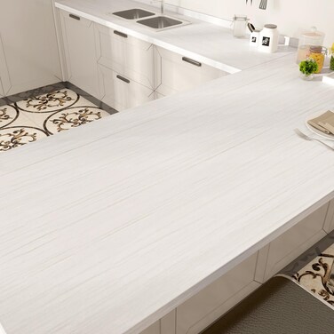 WESTICK White Wood Peel and Stick Wallpaper 15.75" x 393" Kitchen Cabinet Contact Paper for Cpuntertops Wateproof Wood Grain Contact Paper Decorative White Wallpaper Wood Peel and Stick Desk Vinyl