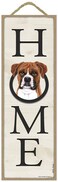 SJT ENTERPRISES, INC. Boxer Home 5" x 15" Wood Plaque Sign Featuring the Artwork of Tomoyo Pitcher (40515)