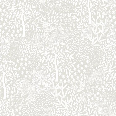 Tempaper Folk White Woodland Fantasy Removable Peel and Stick Wallpaper, 20 in X 16.5 ft, Made in The USA