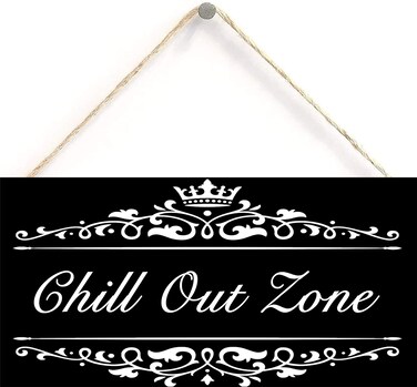 Chill Out Zone Hanging Sign Decorative Wood Sign Home Decor Wood Door Sign Plaque 12" x 6