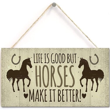 Horse Door Signs and Plaques Horses Make It Better Country Style Accessory Gift Sign for Horse Lovers (US-G066)