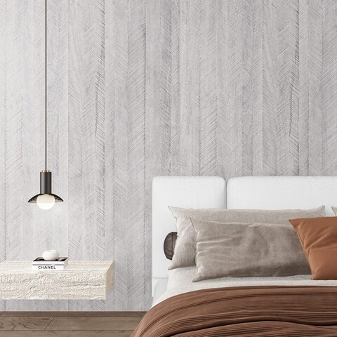 WESTICK Gray Wood Contact Paper for Cabinet Wallpaper Peel and Stick Countertops for Kitchen Waterproof Wood Wallpaper for Living Room Wall Self Adhesive Herringbone Wallpaper for Bedroom 15.8&quot;x394