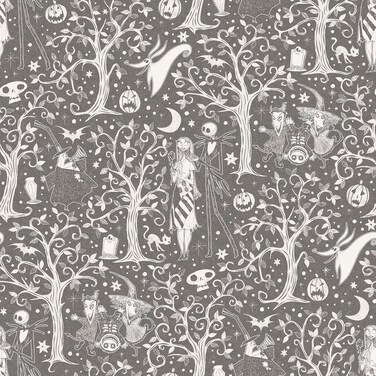 RoomMates Disney Tim Burton's The Nightmare Before Christmas Grey Forest Peel &amp; Stick Wallpaper, RMK12796PLW
