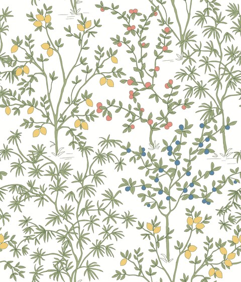 Erin &amp; Ben Co. PSW1455RL White Lemon Grove Premium Peel and Stick Wallpaper