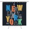 Mugod New York City Shower Curtains New York Theme on Black Background Decorative Bathroom Waterproof Fabric Shower Curtain with 12 Hooks 60 x 72 Inches
