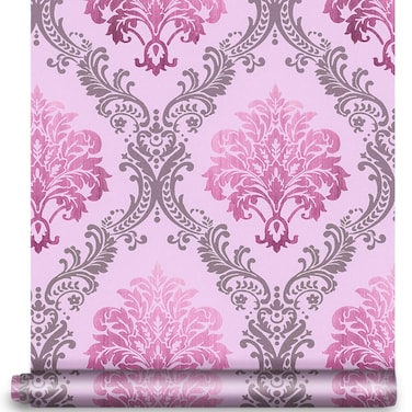 YIFU LIFE F12452 Damask Peel and Stick Wallpaper Black/White Vinyl Removable Self Adhesive Contact Paper for Furniture Home Wall Decor 17.7" x 9.8ft