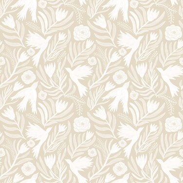 Tempaper Ivory Otomi Dove Removable Peel and Stick Wallpaper, 20.5 in X 16.5 ft, Made in The USA