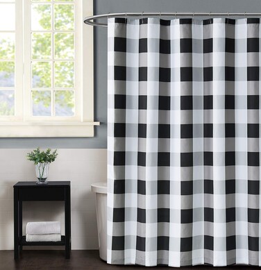 Truly Soft Everyday Buffalo Plaid Black Shower Curtain